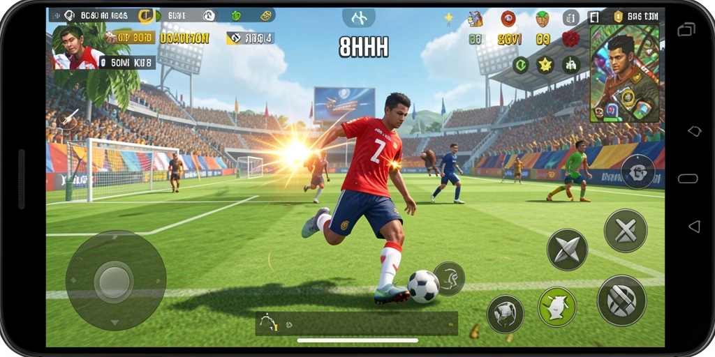 Screenshot gameplay 8HHH menunjukkan momen seru pertandingan olahraga.