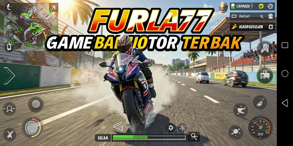 Tampilan gameplay FURLA77 yang mendebarkan saat balapan motor.