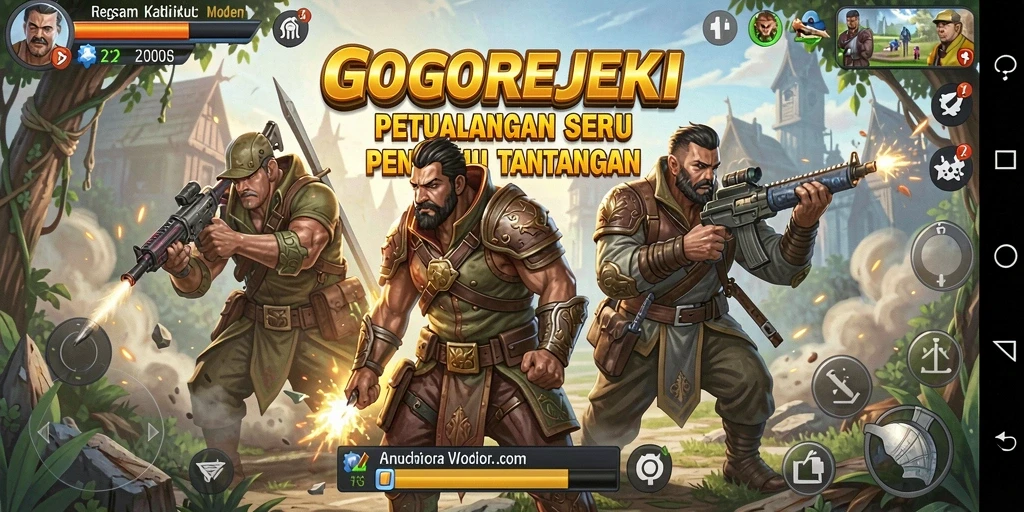 Tampilan gameplay GOGOREJEKI yang menampilkan petualangan menegangkan dan rintangan yang menarik.