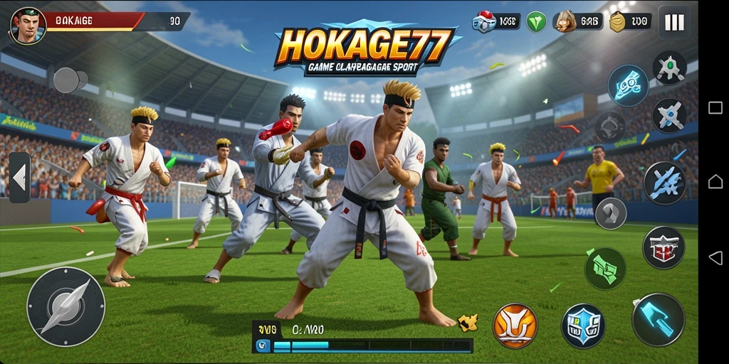 Screenshot gameplay HOKAGE77 menampilkan aksi olahraga seru.