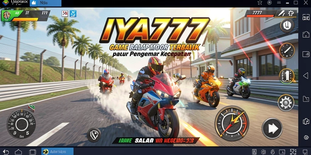 Tampilan gameplay balap motor yang mendebarkan di IYA777.