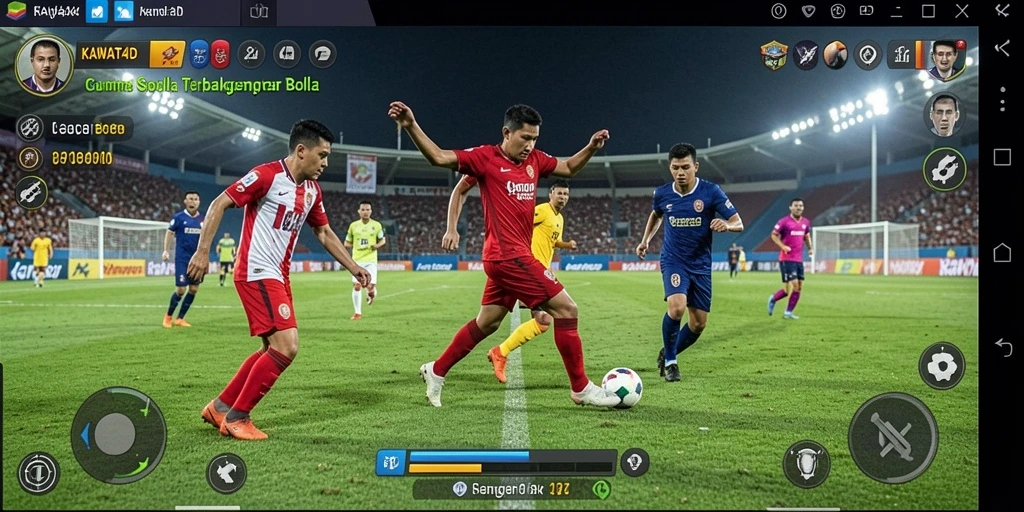 Tampilan gameplay seru dalam KAWAT4D yang menampilkan aksi di lapangan.