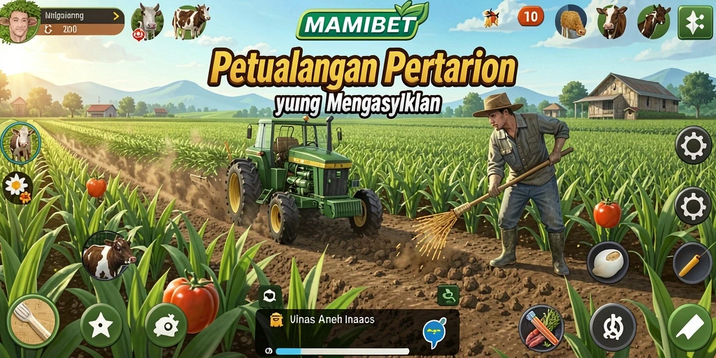 Gameplay seru MAMIBET menampilkan kebun yang subur dan tanaman yang indah.