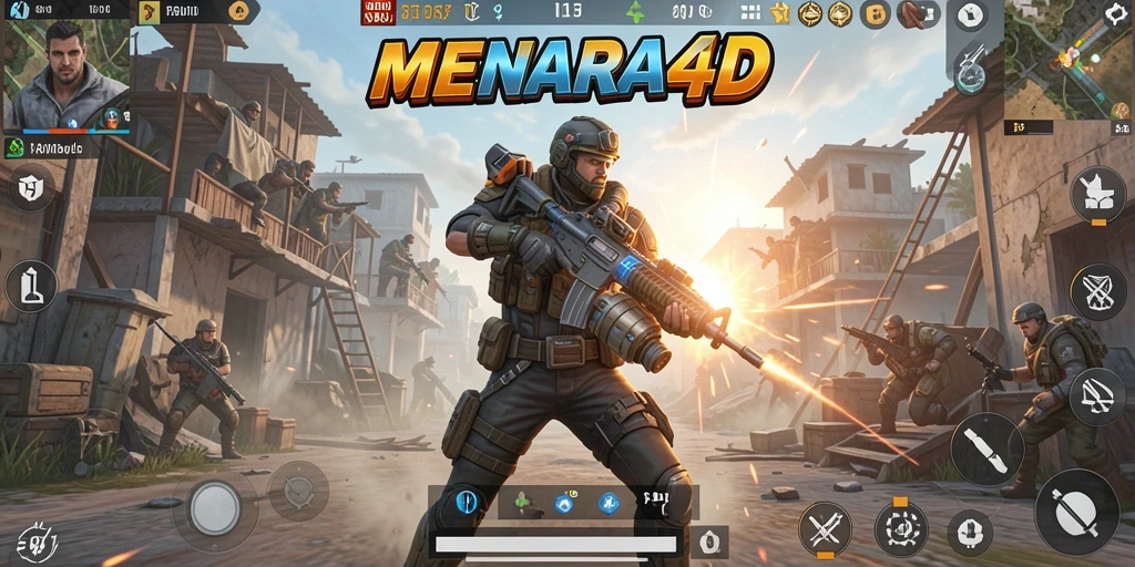 Tampilan gameplay MENARA4D yang mendebarkan dalam pertarungan Battle Royale.