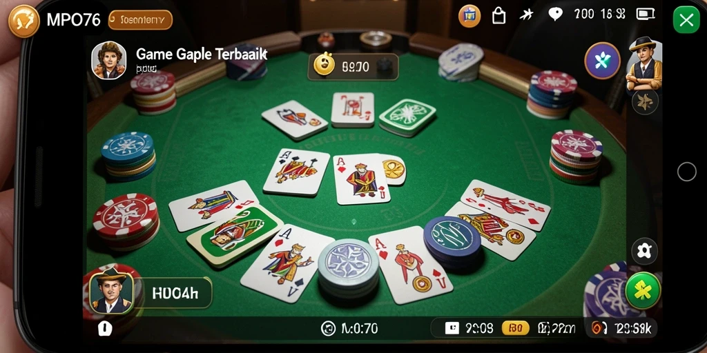 Screenshot utama MPO76 menampilkan gameplay Gaple yang seru dan interaktif.