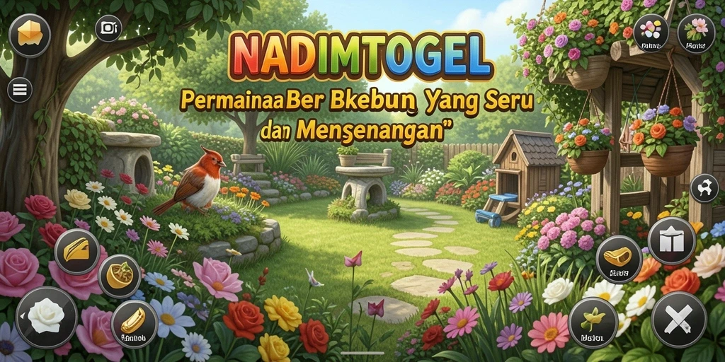 Tampilan utama <strong>NADIMTOGEL</strong> menunjukkan aktivitas berkebun yang seru dan interaktif.