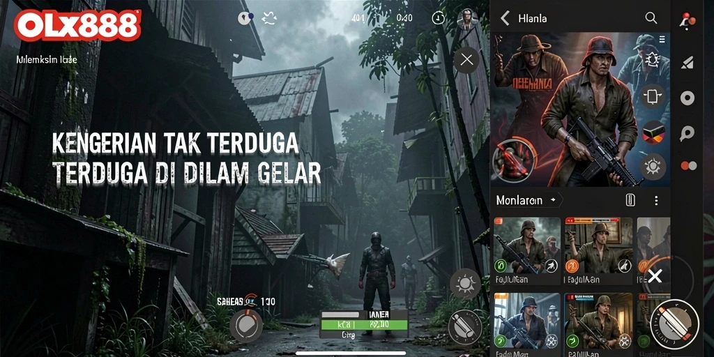 Screenshot gameplay OLX888 dengan nuansa Horror yang mencekam.