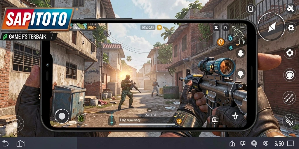 Screenshot gameplay SAPITOTO dengan aksi tembak-menembak yang mendebarkan.